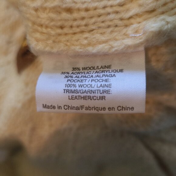 Woman's L/S Tori Burch Sweater Leather trim snaps Alpaca blend - M - Picture 11 of 12